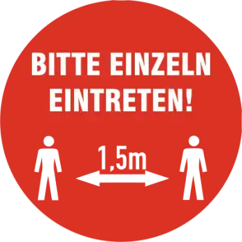 Bitte einzeln eintreten als Aufkleber